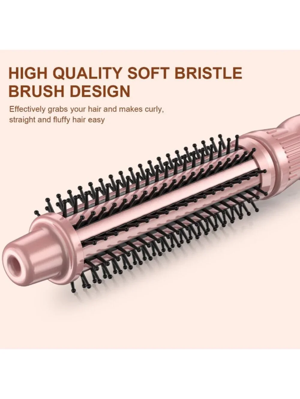 Heated 1-Inch Curling Brush - Round Hair Styler for Volume & Curls